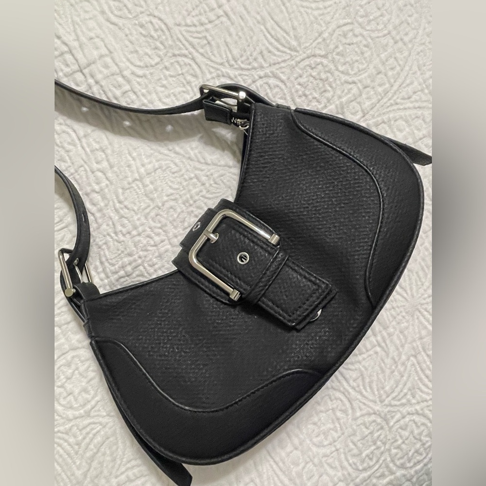 Lulu's Black Shoulder Bag with Buckle Detail